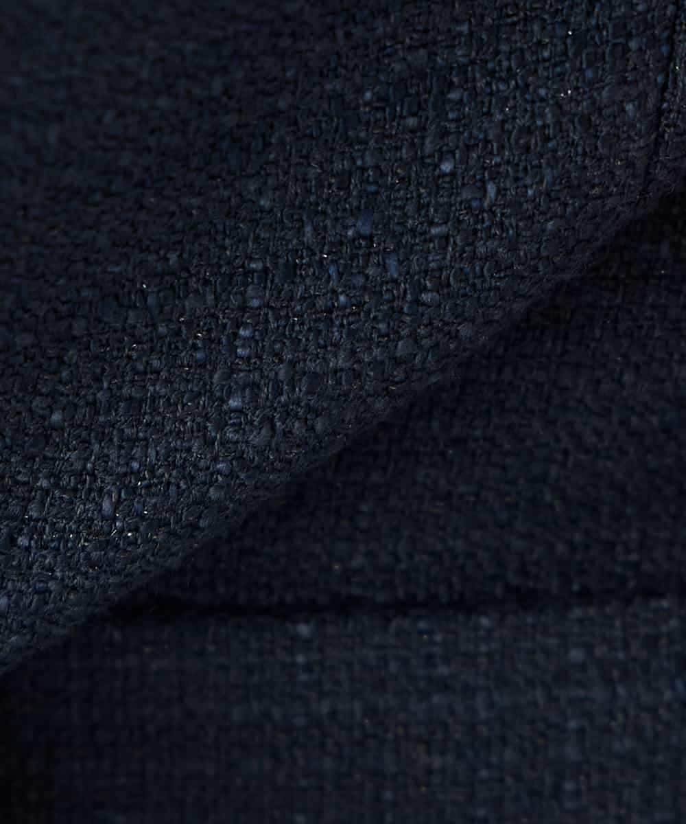 KADCD05139 a.v.v Elmi(アー・ヴェ・ヴェ) 【低身長サイズ】【ストレッチ】ツイードノーカラージャケット ネイビー