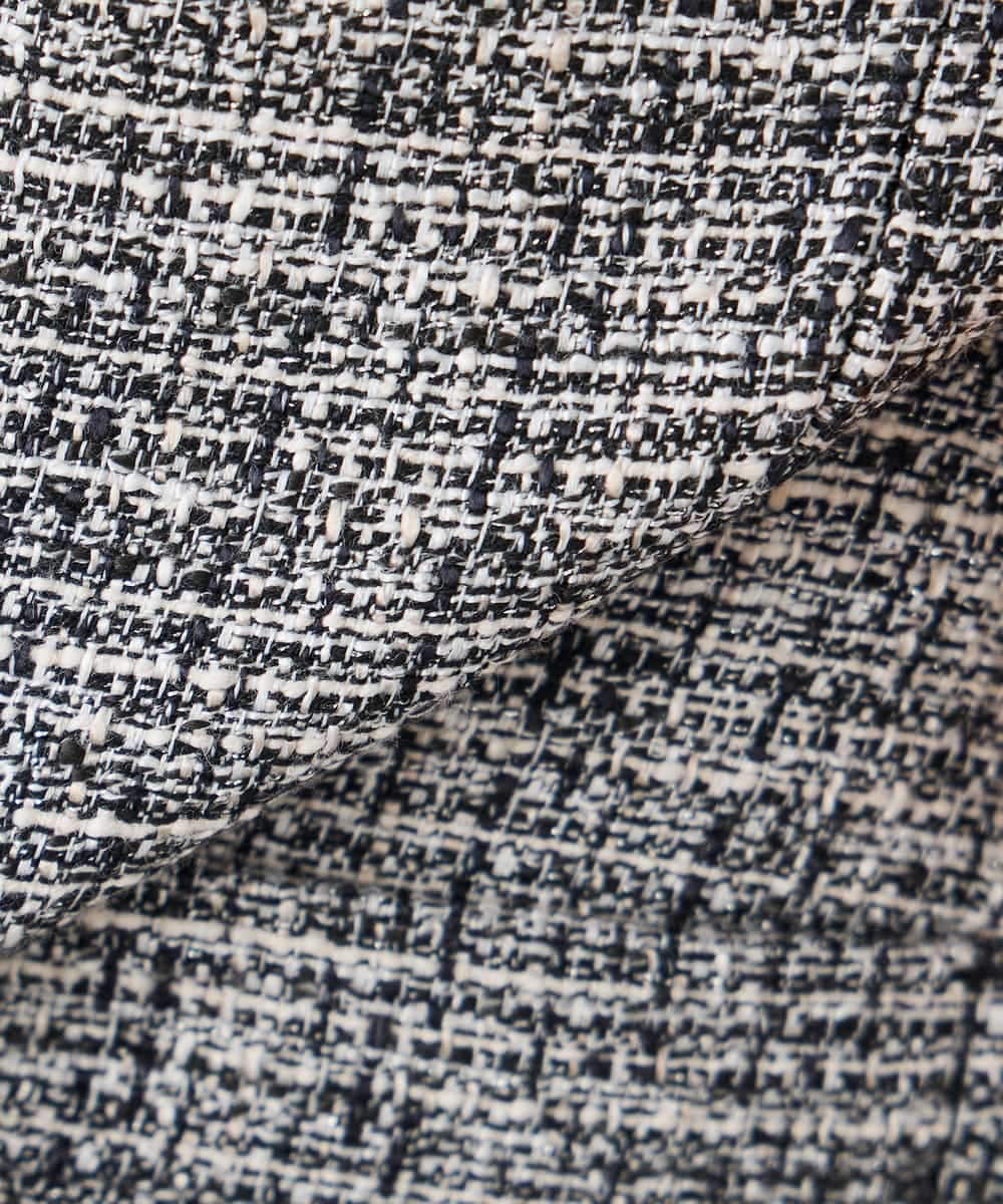 KADCD05139 a.v.v Elmi(アー・ヴェ・ヴェ) 【低身長サイズ】【ストレッチ】ツイードノーカラージャケット ネイビー