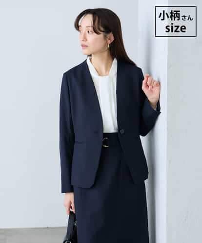 KADFE20109 a.v.v Elmi 【低身長サイズ】【洗える/UVカット】リネンライクストレッチノーカラージャケット