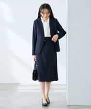 KADFE20109 a.v.v Elmi(アー・ヴェ・ヴェ) 【低身長サイズ】【洗える/UVカット】リネンライクストレッチノーカラージャケット ネイビー