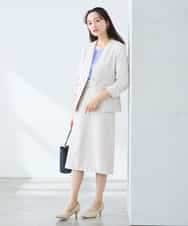 KADFE20109 a.v.v Elmi(アー・ヴェ・ヴェ) 【低身長サイズ】【洗える/UVカット】リネンライクストレッチノーカラージャケット ネイビー