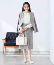 KADFE20109 a.v.v Elmi(アー・ヴェ・ヴェ) 【低身長サイズ】【洗える/UVカット】リネンライクストレッチノーカラージャケット ネイビー