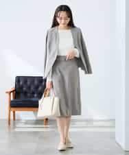 KADFE20109 a.v.v Elmi(アー・ヴェ・ヴェ) 【低身長サイズ】【洗える/UVカット】リネンライクストレッチノーカラージャケット ネイビー