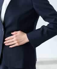 KADFE20109 a.v.v Elmi(アー・ヴェ・ヴェ) 【低身長サイズ】【洗える/UVカット】リネンライクストレッチノーカラージャケット ネイビー