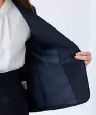 KADFE20109 a.v.v Elmi(アー・ヴェ・ヴェ) 【低身長サイズ】【洗える/UVカット】リネンライクストレッチノーカラージャケット ネイビー