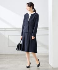 KADFE21109 a.v.v Elmi(アー・ヴェ・ヴェ) 【低身長サイズ】【洗える/UVカット】リネンライクストレッチキーネックジャケット ネイビー