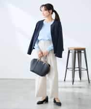 KADFE21109 a.v.v Elmi(アー・ヴェ・ヴェ) 【低身長サイズ】【洗える/UVカット】リネンライクストレッチキーネックジャケット ネイビー