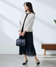 KADFE21109 a.v.v Elmi(アー・ヴェ・ヴェ) 【低身長サイズ】【洗える/UVカット】リネンライクストレッチキーネックジャケット ネイビー