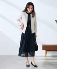 KADFE21109 a.v.v Elmi(アー・ヴェ・ヴェ) 【低身長サイズ】【洗える/UVカット】リネンライクストレッチキーネックジャケット ネイビー