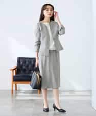 KADFE21109 a.v.v Elmi(アー・ヴェ・ヴェ) 【低身長サイズ】【洗える/UVカット】リネンライクストレッチキーネックジャケット ネイビー