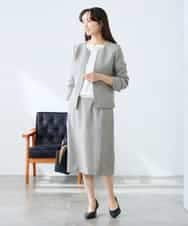 KADFE21109 a.v.v Elmi(アー・ヴェ・ヴェ) 【低身長サイズ】【洗える/UVカット】リネンライクストレッチキーネックジャケット ネイビー