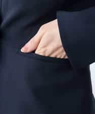 KADFE21109 a.v.v Elmi(アー・ヴェ・ヴェ) 【低身長サイズ】【洗える/UVカット】リネンライクストレッチキーネックジャケット ネイビー