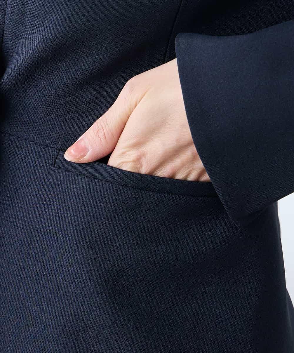 KADFE21109 a.v.v Elmi(アー・ヴェ・ヴェ) 【低身長サイズ】【洗える/UVカット】リネンライクストレッチキーネックジャケット ネイビー