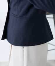 KADFE21109 a.v.v Elmi(アー・ヴェ・ヴェ) 【低身長サイズ】【洗える/UVカット】リネンライクストレッチキーネックジャケット ネイビー