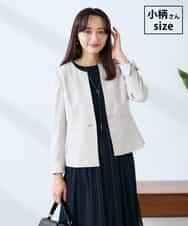 KADFE21109 a.v.v Elmi(アー・ヴェ・ヴェ) 【低身長サイズ】【洗える/UVカット】リネンライクストレッチキーネックジャケット ベージュ