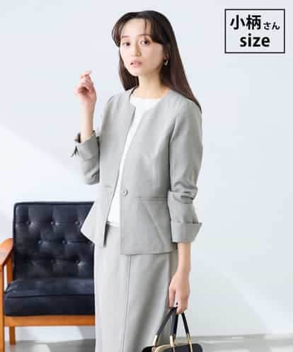 KADFE21109 a.v.v Elmi 【低身長サイズ】【洗える/UVカット】リネンライクストレッチキーネックジャケット