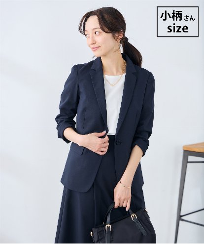 KADFE22109 a.v.v Elmi 【低身長サイズ/洗える/UVカット】リネンライクストレッチテーラードジャケット