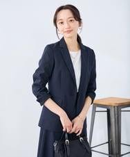 KADFE22109 a.v.v Elmi(アー・ヴェ・ヴェ) 【低身長サイズ/洗える/UVカット】リネンライクストレッチテーラードジャケット ネイビー