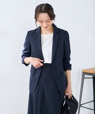 KADFE22109 a.v.v Elmi(アー・ヴェ・ヴェ) 【低身長サイズ/洗える/UVカット】リネンライクストレッチテーラードジャケット ネイビー