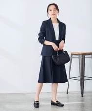 KADFE22109 a.v.v Elmi(アー・ヴェ・ヴェ) 【低身長サイズ/洗える/UVカット】リネンライクストレッチテーラードジャケット ネイビー