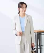 KADFE22109 a.v.v Elmi(アー・ヴェ・ヴェ) 【低身長サイズ】【洗える/UVカット】リネンライクストレッチテーラードジャケット ネイビー