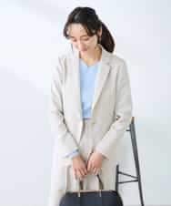 KADFE22109 a.v.v Elmi(アー・ヴェ・ヴェ) 【低身長サイズ】【洗える/UVカット】リネンライクストレッチテーラードジャケット ネイビー