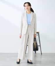 KADFE22109 a.v.v Elmi(アー・ヴェ・ヴェ) 【低身長サイズ】【洗える/UVカット】リネンライクストレッチテーラードジャケット ネイビー