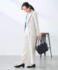 KADFE22109 a.v.v Elmi(アー・ヴェ・ヴェ) 【低身長サイズ】【洗える/UVカット】リネンライクストレッチテーラードジャケット ネイビー