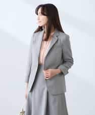 KADFE22109 a.v.v Elmi(アー・ヴェ・ヴェ) 【低身長サイズ】【洗える/UVカット】リネンライクストレッチテーラードジャケット ネイビー