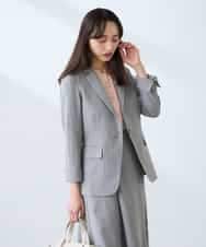 KADFE22109 a.v.v Elmi(アー・ヴェ・ヴェ) 【低身長サイズ】【洗える/UVカット】リネンライクストレッチテーラードジャケット ネイビー