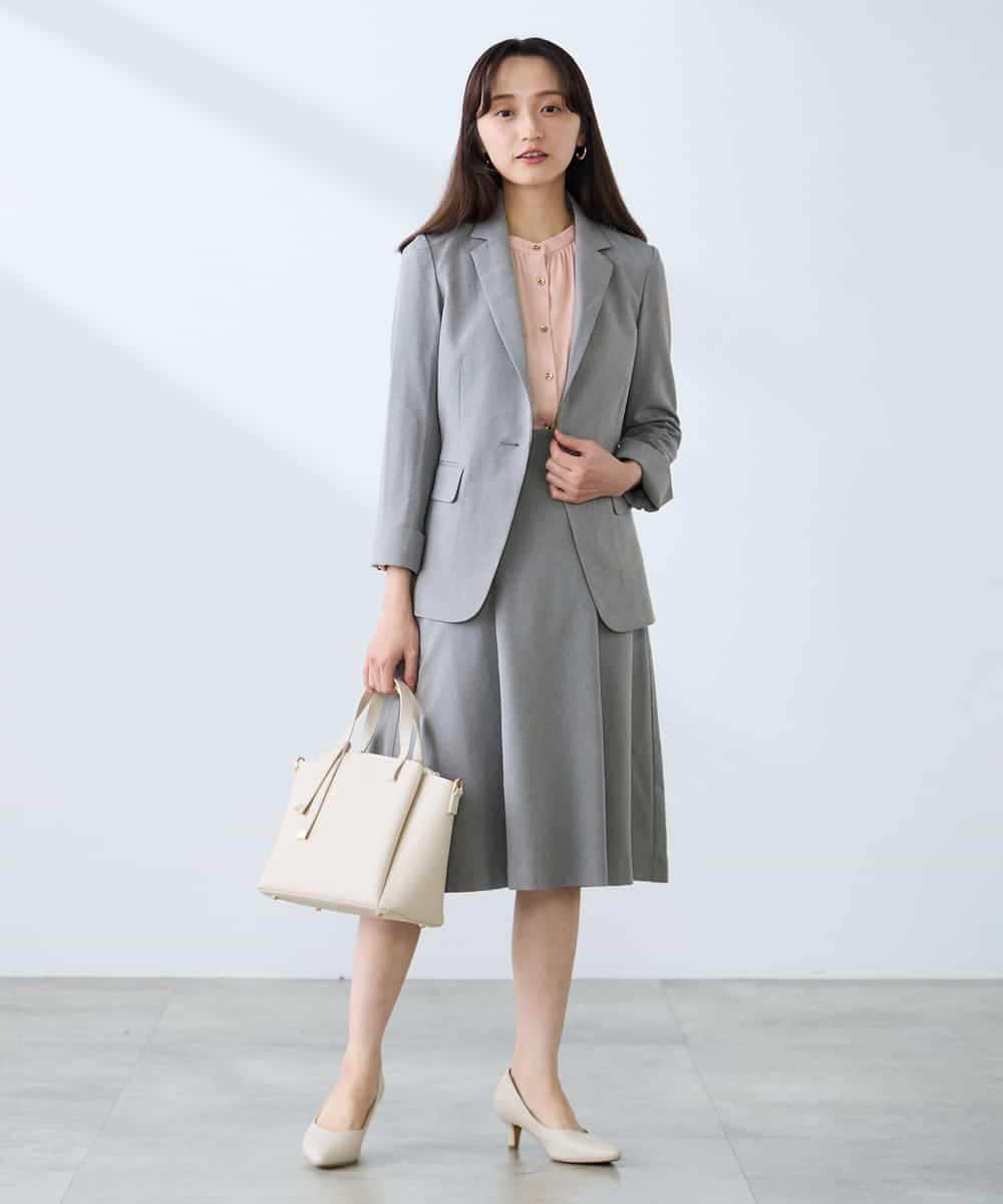 KADFE22109 a.v.v Elmi(アー・ヴェ・ヴェ) 【低身長サイズ】【洗える/UVカット】リネンライクストレッチテーラードジャケット ネイビー