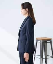 KADFE22109 a.v.v Elmi(アー・ヴェ・ヴェ) 【低身長サイズ】【洗える/UVカット】リネンライクストレッチテーラードジャケット ネイビー