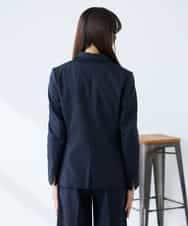 KADFE22109 a.v.v Elmi(アー・ヴェ・ヴェ) 【低身長サイズ】【洗える/UVカット】リネンライクストレッチテーラードジャケット ネイビー