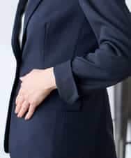 KADFE22109 a.v.v Elmi(アー・ヴェ・ヴェ) 【低身長サイズ】【洗える/UVカット】リネンライクストレッチテーラードジャケット ネイビー