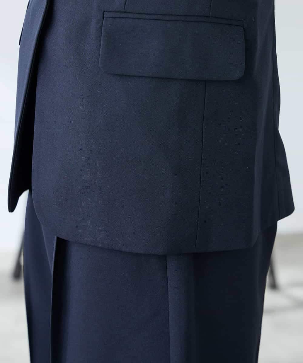 KADFE22109 a.v.v Elmi(アー・ヴェ・ヴェ) 【低身長サイズ】【洗える/UVカット】リネンライクストレッチテーラードジャケット ネイビー