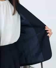 KADFE22109 a.v.v Elmi(アー・ヴェ・ヴェ) 【低身長サイズ】【洗える/UVカット】リネンライクストレッチテーラードジャケット ネイビー