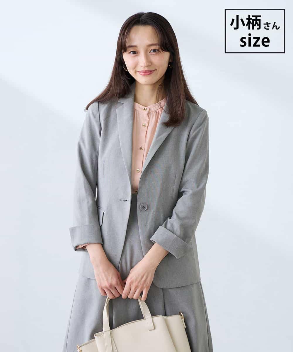 KADFE22109 a.v.v Elmi(アー・ヴェ・ヴェ) 【低身長サイズ】【洗える/UVカット】リネンライクストレッチテーラードジャケット グレー