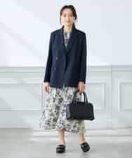 KADFE23109 a.v.v Elmi(アー・ヴェ・ヴェ) 【低身長サイズ】【洗える/UVカット】リネンライクストレッチダブルブレストジャケット ネイビー