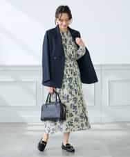 KADFE23109 a.v.v Elmi(アー・ヴェ・ヴェ) 【低身長サイズ】【洗える/UVカット】リネンライクストレッチダブルブレストジャケット ネイビー