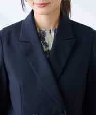 KADFE23109 a.v.v Elmi(アー・ヴェ・ヴェ) 【低身長サイズ】【洗える/UVカット】リネンライクストレッチダブルブレストジャケット ネイビー