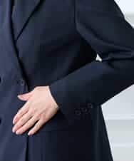 KADFE23109 a.v.v Elmi(アー・ヴェ・ヴェ) 【低身長サイズ】【洗える/UVカット】リネンライクストレッチダブルブレストジャケット ネイビー