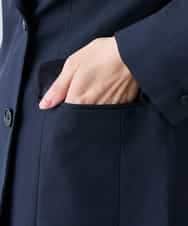 KADFE23109 a.v.v Elmi(アー・ヴェ・ヴェ) 【低身長サイズ】【洗える/UVカット】リネンライクストレッチダブルブレストジャケット ネイビー