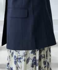 KADFE23109 a.v.v Elmi(アー・ヴェ・ヴェ) 【低身長サイズ】【洗える/UVカット】リネンライクストレッチダブルブレストジャケット ネイビー