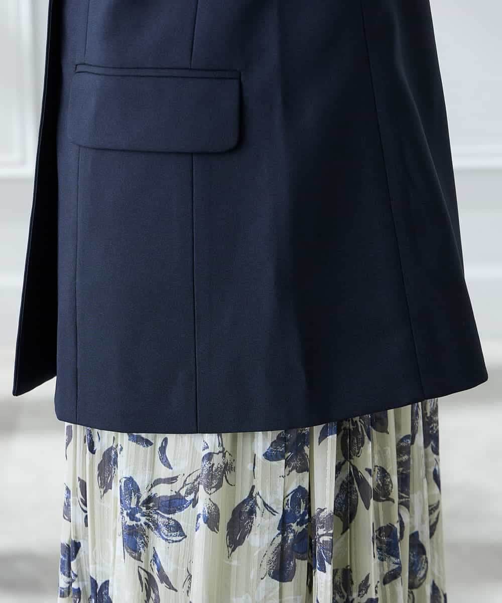 KADFE23109 a.v.v Elmi(アー・ヴェ・ヴェ) 【低身長サイズ】【洗える/UVカット】リネンライクストレッチダブルブレストジャケット ネイビー