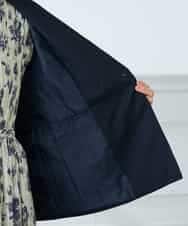 KADFE23109 a.v.v Elmi(アー・ヴェ・ヴェ) 【低身長サイズ】【洗える/UVカット】リネンライクストレッチダブルブレストジャケット ネイビー