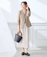 KADGE30109 a.v.v Elmi(アー・ヴェ・ヴェ) 【低身長サイズ】サマーストレッチノーカラージャケット【接触冷感/イージーケア/UVカット/吸水速乾】 ネイビー
