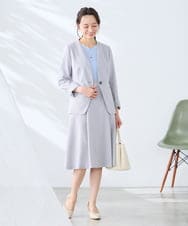 KADGE30109 a.v.v Elmi(アー・ヴェ・ヴェ) 【低身長サイズ】サマーストレッチノーカラージャケット【接触冷感/イージーケア/UVカット/吸水速乾】 ネイビー
