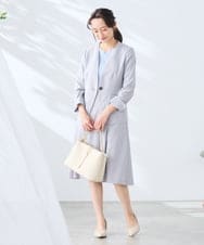 KADGE30109 a.v.v Elmi(アー・ヴェ・ヴェ) 【低身長サイズ】サマーストレッチノーカラージャケット【接触冷感/イージーケア/UVカット/吸水速乾】 ネイビー