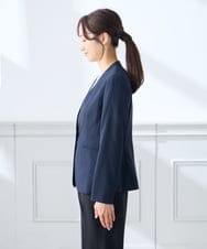 KADGE30109 a.v.v Elmi(アー・ヴェ・ヴェ) 【低身長サイズ】サマーストレッチノーカラージャケット【接触冷感/イージーケア/UVカット/吸水速乾】 ネイビー