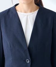 KADGE30109 a.v.v Elmi(アー・ヴェ・ヴェ) 【低身長サイズ】サマーストレッチノーカラージャケット【接触冷感/イージーケア/UVカット/吸水速乾】 ネイビー